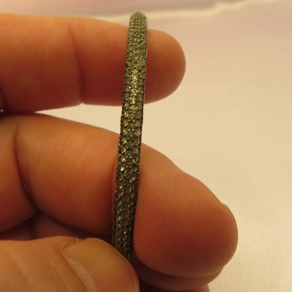 Sterling Silver Bangle Bracelet with Black cz - Picture 1 of 4